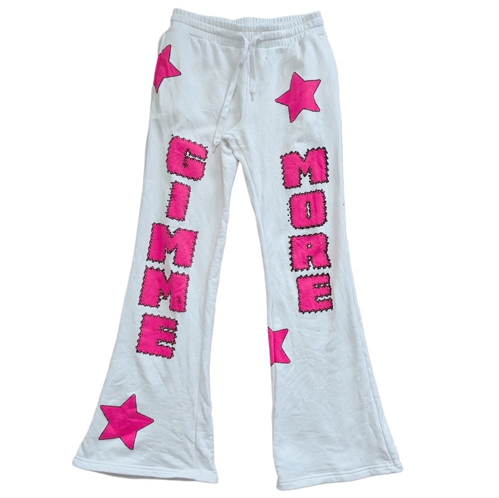 Hoes For Clothes Pink White Gimme More Star Graphic Flare Sweatpants Size Medium